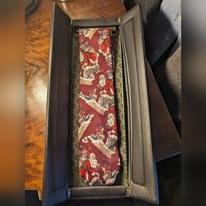 Vintage Men's Tie Travel, faux leather. Satin inside with extra pocket.